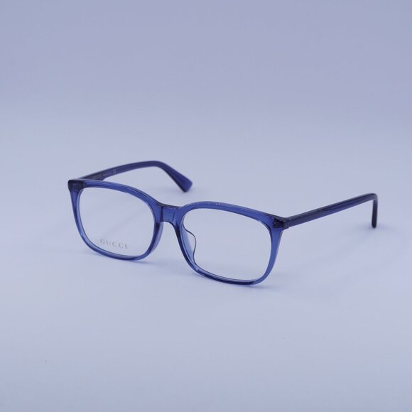Gucci GG0333OA 003 Eyeglasses Transparent Blue 55mm Rectangle Frame - Picture 1 of 11